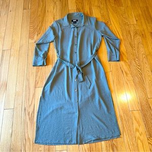 DKNY size 10 Olive Belted Shirt Dress with side slits